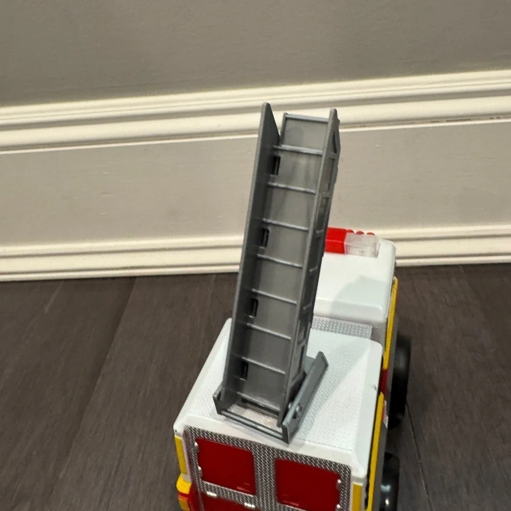 Emergency 911 Ladder 10 Electronic Fire Truck Toy - Red Gray Toddler Kids Boy